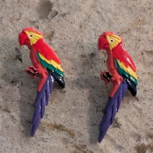 Vintage Tropical Parrot Post Earrings